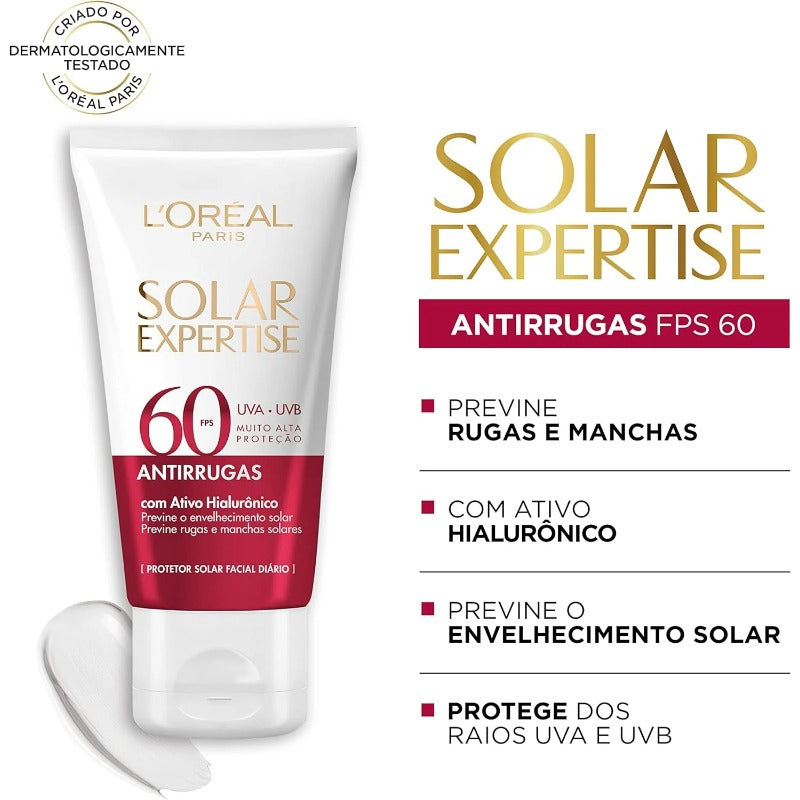 Protetor Solar Facial L'Oréal Paris Solar Expertise Antirrugas Fps 60 40G vendidos