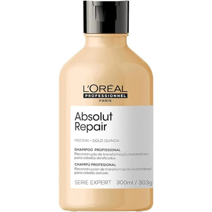 L'Oréal Professionnel Shampoo Absolut Repair | Repara Danos e Promove Brilho | Com Quinoa & Proteínas | Para cabelos secos e danificados | 300ml