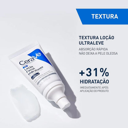 CeraVe, Loção Hidratante para o rosto, com Ácido Hialurônico, Niacinamida, Textura ultra fluida, 52ml