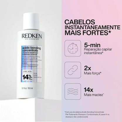 Redken Tratamento Pré Shampoo Acidic Bonding Concentrate | Para reparação de cabelos danificados | Concentrado de ligação ácida | Ação antioxidante | Para todos os tipos de cabelo | 150ml
