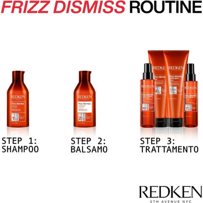 Redken Shampoo Frizz Dismiss | Controle de frizz e volume | Protege os fios contra a umidade | Livre de sulfato |Com Óleo de Babassu + Concentrated Smoothing Complex | 300ml