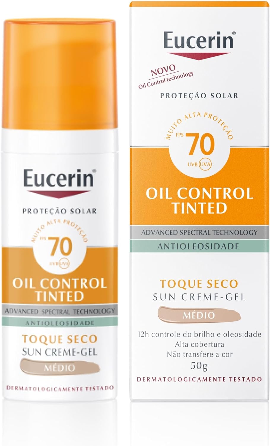 Eucerin, Protetor Solar Facial Oil Control Tinted com Cor FPS70 50g