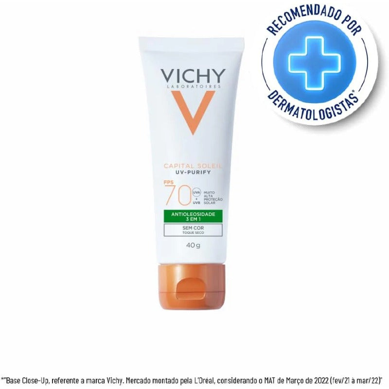 Vichy, Capital Soleil UV-Purify; Protetor Sola Facial Com Ação Antioleosidade E Ação Purificante FPS70-40G