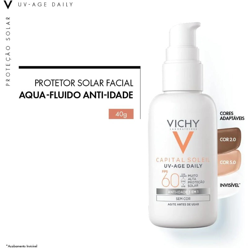 Protetor Solar Facial Vichy Capital Soleil UV-Age Daily com Cor FPS60-40g