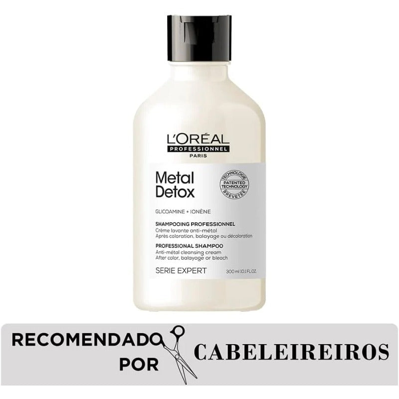 L'Oréal Professionnel Shampoo Metal Detox, para maciez, brilho & sedosidade, maior durabilidade da cor, para cabelos coloridos e danificados, 300ml