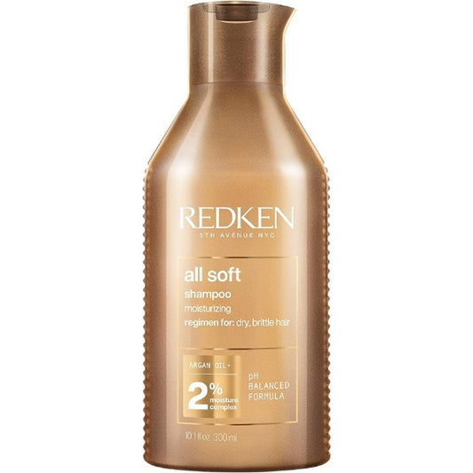 Redken Shampoo All Soft | Para Cabelos Secos e Quebradiços | Proporciona Maciez Intensa e Brilho | Com Óleo de Argan | 300ml