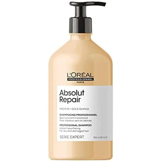 L'Oréal Professionnel Shampoo Absolut Repair | Repara Danos e Promove Brilho | Com Quinoa Dourada & Proteínas | Para cabelos secos e danificados | Toque leve e Macio | 750ml