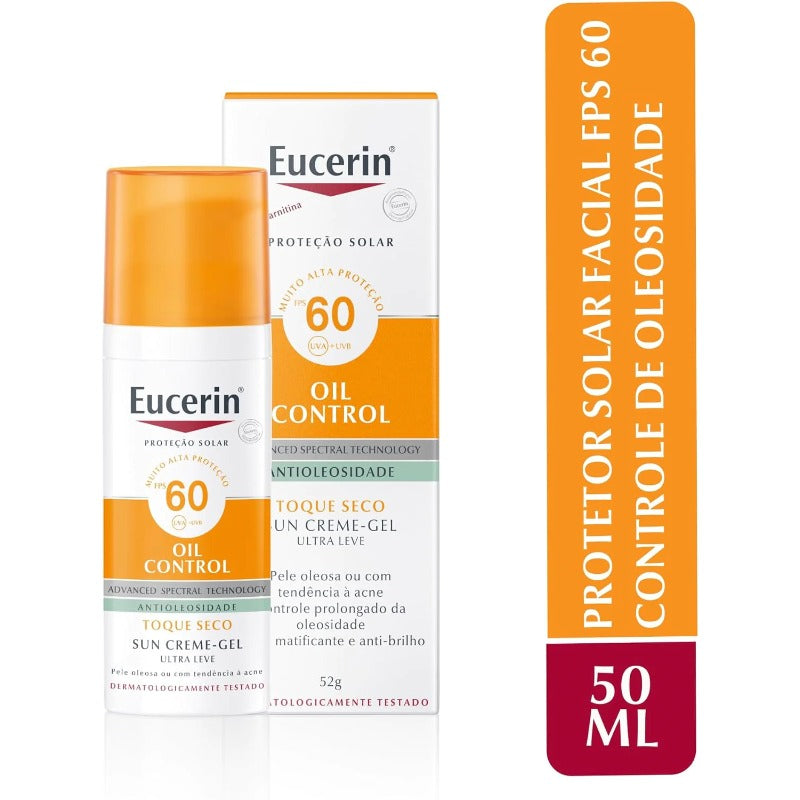 Protetor Solar Facial Eucerin - Sun Gel-Creme Oil Control FPS 60 50g