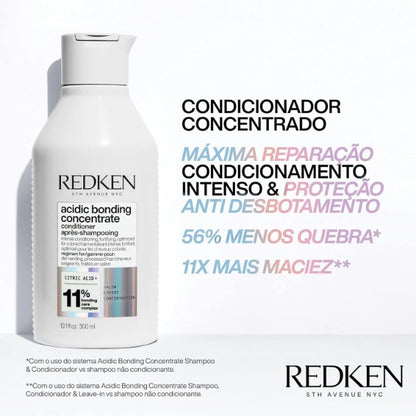 Redken Condicionador Acidic Bonding Concentrate | Para Reparação de Cabelos Danificados | Concentrado de ligação ácida | Para todos os tipos de cabelo | 300ml