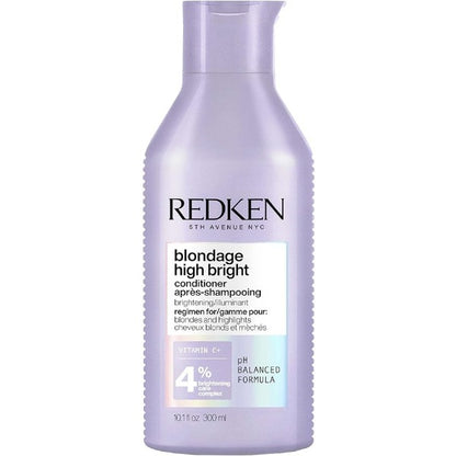 Redken Condicionador Blondage High Bright | Ilumina Instantaneamente Cabelos Coloridos e Loiros Naturais | Poder antioxidante | Enriquecido com Vitamina C | 300ml