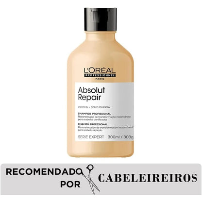 L'Oréal Professionnel Shampoo Absolut Repair | Repara Danos e Promove Brilho | Com Quinoa & Proteínas | Para cabelos secos e danificados | 300ml