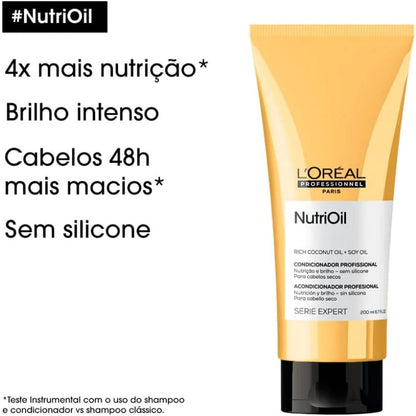 L'Oréal Professionnel Condicionador NutriOil para nutrição e brilho, enriquecido com óleo de coco, com textura leve e para todos os tipos de cabelo | 200ml